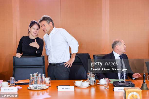 German Federal Minister for Foreign Affairs, Annalena Baerbock speaks with German Federal Minister for Economic Affairs and Climate Action, Robert...