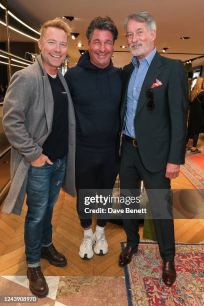Ronan Keating, Giorgio Veroni and Tim Jefferies attend The Lady Garden Foundation Gucci Breakfast 2022 at Gucci Sloane Street on October 12, 2022 in...