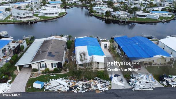 Cleanup is underway in North Port, Florida on Wednesday, October 12, 2022 after Hurricane Ian raked a path of destruction across the southeast United...