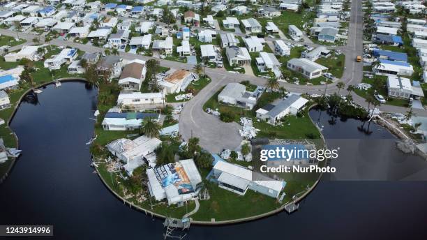 Cleanup is underway in North Port, Florida on Wednesday, October 12, 2022 after Hurricane Ian raked a path of destruction across the southeast United...