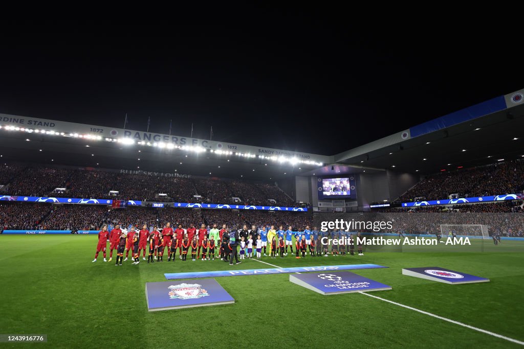 Ss Ranger Liverpool The teams of Glasgow Rangers and Liverpool line up before the UEFA ...