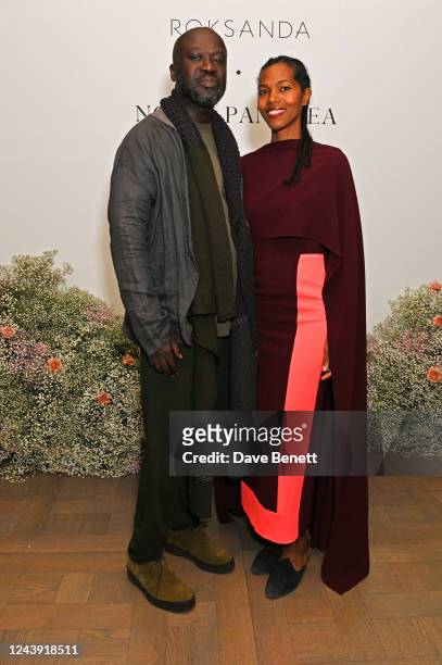 Sir David Adjaye and Lady Ashley Shaw Scott Adjaye attend the Roksanda x Noble Panacea dinner at The Connaught Hotel on October 12, 2022 in London,...