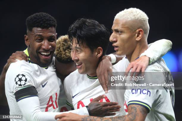 Tottenham Hotspur's Son Heung-Min celebrates scoring his side's third goal during the UEFA Champions League group D match between Tottenham Hotspur...