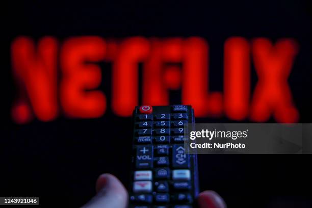 The Netflix logo is seen on in this illustration photo in Warsaw, Poland on 12 October, 2022.