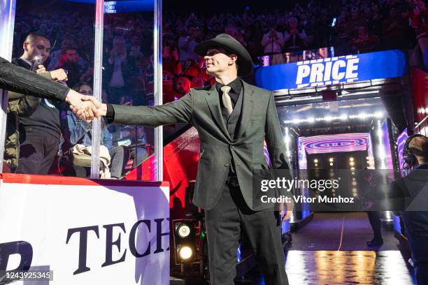 Carey Price of the Montreal Canadiens during the opening ceremony of the NHL regular season game between the Montreal Canadiens and the Toronto Maple...