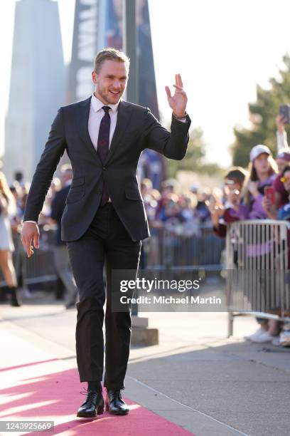 Mikko Rantanen of the Colorado Avalanche enters Ball Arena prior to the game against the Chicago Blackhawks on October 12, 2022 in Denver, Colorado.