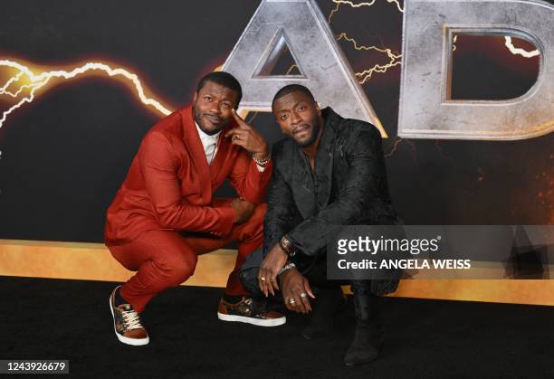 Actor Aldis Hodge arrives for the premiere of "Black Adam" at Time Square in New York City on October 12, 2022.