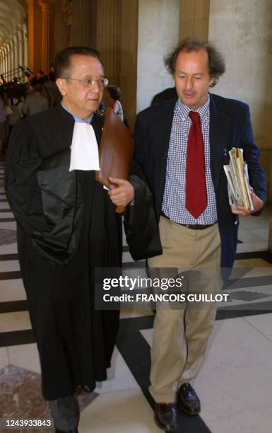 Me Jacques Vergès , avocat du jardinier marocain Omar Raddad, et le journaliste et académicien Jean-Marie Rouart, également ardent défenseur de M....