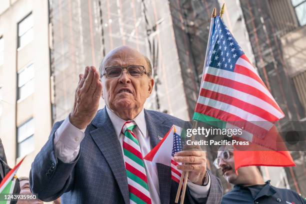 Former mayor Rudy Giuliani attends the annual Columbus Day parade on Fifth Avenue in Manhattan.