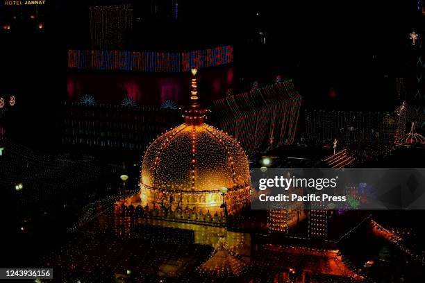 Illuminated Ajmer Sharif Dargah on the occasion of Eid-e-Milad-un-Nabi in Ajmer.