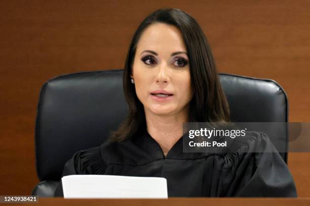 Judge Elizabeth Scherer reads the verdict in the trial of Marjory Stoneman Douglas High School shooter Nikolas Cruz at the Broward County Courthouse...