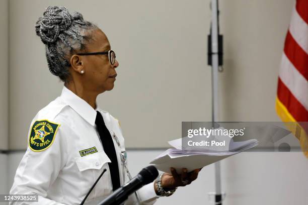 Broward Sheriffs Office bailiff Charlene Blackwood delivers the verdict forms in the trial of Marjory Stoneman Douglas High School shooter Nikolas...