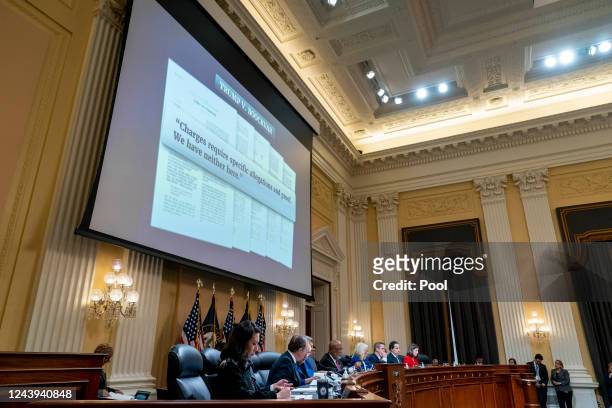Text excerpt from Trump V. Boockvar is displayed during a House select committee hearing investigating the Jan. 6 attack on the U.S. Capitol in the...