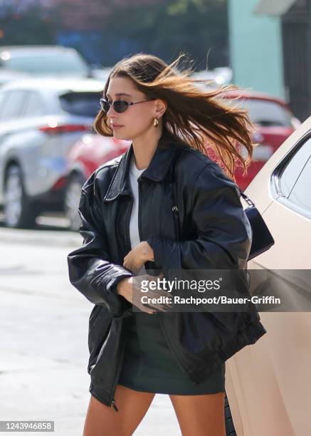 Hailey Bieber is seen on October 13, 2022 in Los Angeles, California.