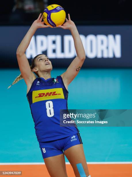 Alessia Orro of Italy during the match between Italy v Brazil at the Omnisport on October 13, 2022 in Apeldoorn Poland
