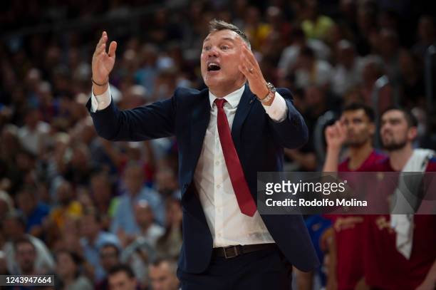 Sarunas Jasikevicius, Head Coach of FC Barcelona in action during the 2022/2023 Turkish Airlines EuroLeague Regular Season Round 2 match between FC...