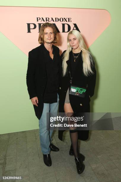 Henrik Dahlberg and India Rose James attend the Prada Paradoxe fragrance launch party on October 13, 2022 in London, England.