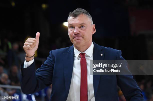 Sarunas Jasikevicius during the match between FC Barcelona and Real Madrid, corresponding to the week 2 of the Euroleague, played at the Palau...