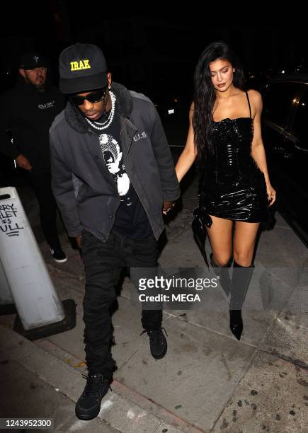 Travis Scott and Kylie Jenner are seen on October 13, 2022 in Los Angeles, California