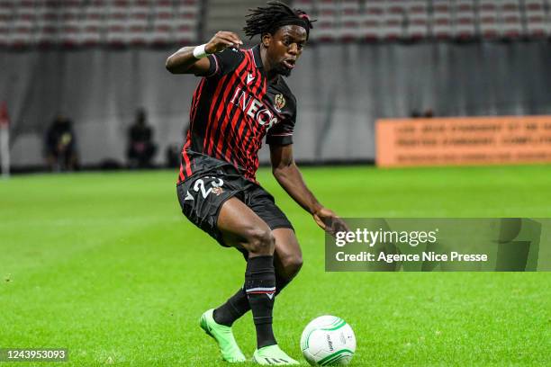 Jordan LOTOMBA of Nice during the UEFA Europa Conference League match between Nice and Slovacko at Allianz Riviera on October 13, 2022 in Nice,...