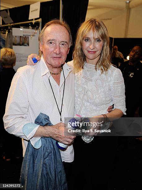Designer Rebecca Taylor with her father arrive at the Rebecca Taylor Spring 2012 fashion show during Mercedes-Benz Fashion Week at The Stage at...