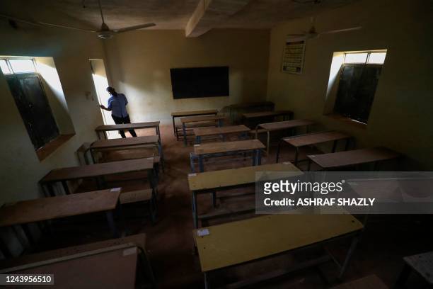 View of the interior of a classroom at a school for girls in Burri, in the eastern part of the Sudanese capital Khartoum, on September 14, 2022. -...