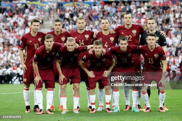 Teamphoto of Russia TOP ROW Fedor Smolov of Russia Vasili Berezutski of Russia Sergei Ignashevich of Russia Artem Dzyuba of Russia Igor Akinfeev of...