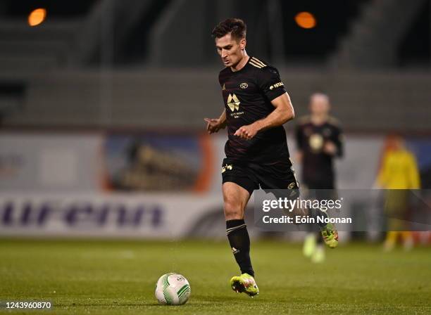 Dublin , Ireland - 13 October 2022; Kristoffer Haugen of Molde during the UEFA Europa Conference League group F match between Shamrock Rovers and...