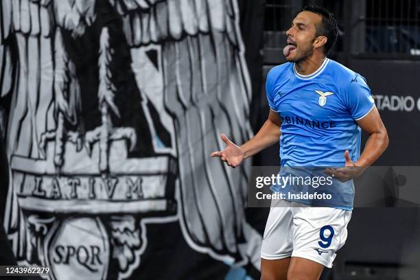 Pedro Rodriguez Ledesma of SS Lazio celebrates after scoring the goal of 2-1 during the Europa League Group F football match between SS Lazio and...