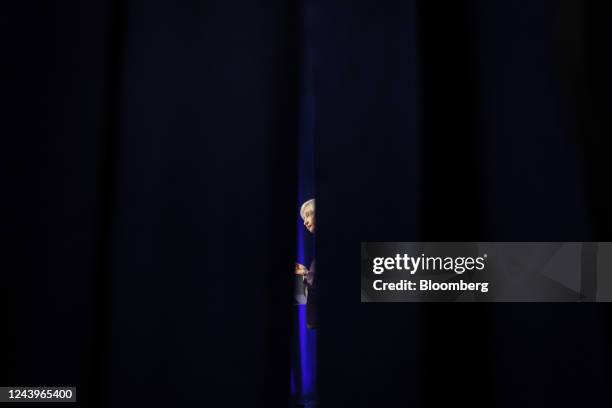 Janet Yellen, US Treasury secretary, speaks at a news conference during the annual meetings of the International Monetary Fund and World Bank Group...