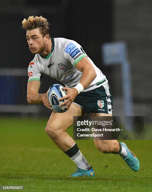London Irish's Ollie Hassell-Collins during the Gallagher Premiership Rugby match between Sale Sharks and London Irish at Salford City Stadium on...
