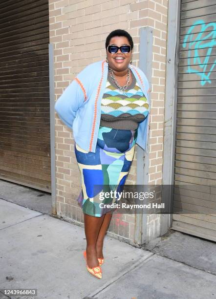 Vogue Editor Gabriella Karefa-Johnson is seen leaving Vogue Forces of Fashion on October 14, 2022 in New York City.