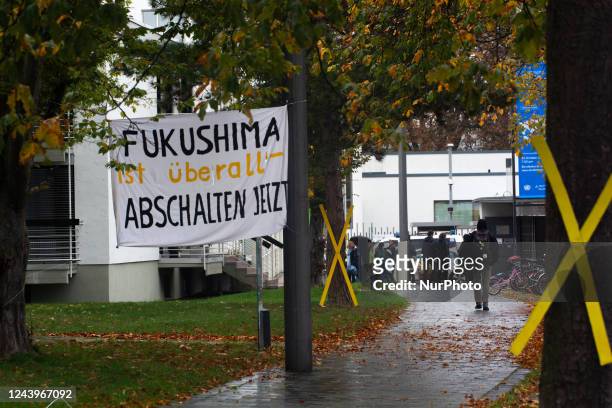 A banner of &quot; Fukushima is everywhere &quot; are seen during the green party delegate conference at United Nation plaza in Bonn, Germany on Oct...