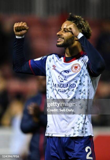 Dublin , Ireland - 14 October 2022; Barry Cotter of St Patrick's Athletic celebrates after his side's victory in the SSE Airtricity League Premier...