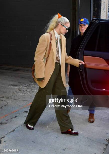 Gigi Hadid is seen leaving Vogue Forces Of Fashion on October 14, 2022 in New York City.