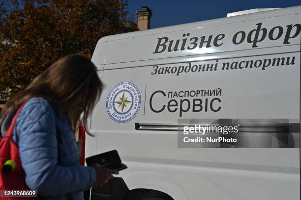 The Mobile passport office in Krakow. Mobile passport points for Ukrainian citizens in Poland have been operating for a couple of weeks in Krakow,...