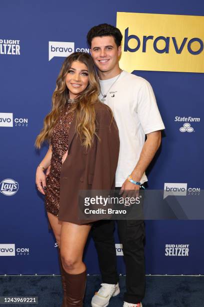BravoCon 2022 Red Carpet from the Javits Center in New York City on Friday, October 14, 2022 -- Pictured: Gia Giudice, Christian Carmichael --