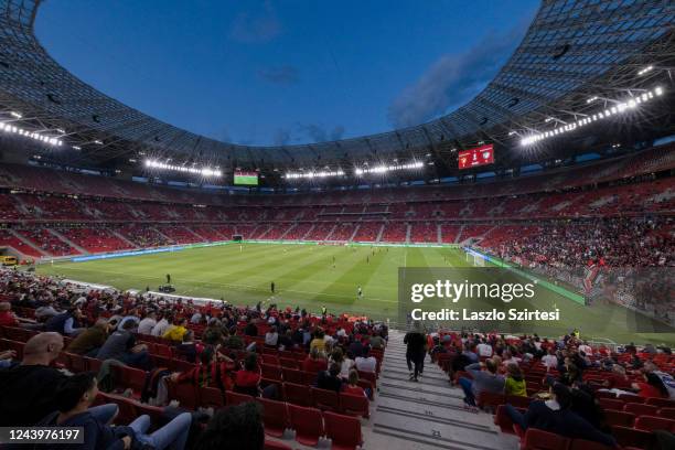 General view of the stadium part filled with fans during the Hungarian Cup Final match between Budapest Honved and Mezokovesd Zsory FC at Puskas...