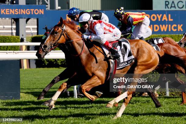 Giga Kick , ridden by jockey Craig Williams, wins the Everest 2022 horse race at the Royal Randwick race course in Sydney on October 15, 2022. -...