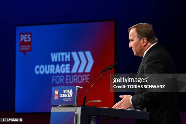 President candidate, former Prime Minister of Sweden Stefan Loefven delivers a speech during the congress of the Party of the European Socialists in...