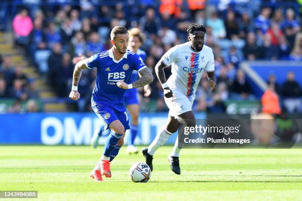 James Maddison of Leicester City during the Premier League match between Leicester City and Crystal Palace at King Power Stadium on October 15, 2022...