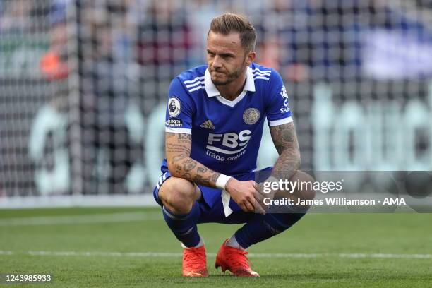 James Maddison of Leicester City dejected during the Premier League match between Leicester City and Crystal Palace at The King Power Stadium on...