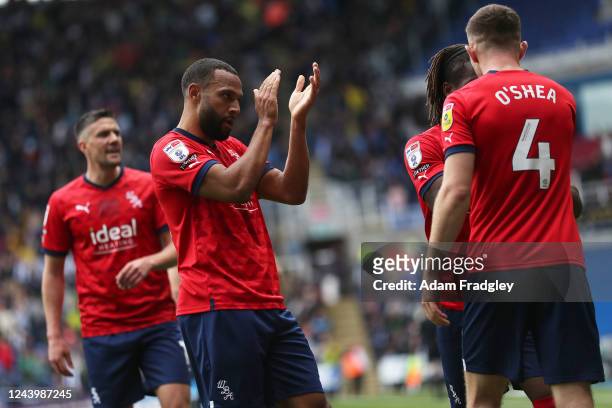 Matt Phillips of West Bromwich Albion celebrates after scoring a goal to make it 0-1 with Dara O'Shea of West Bromwich Albionduring the Sky Bet...