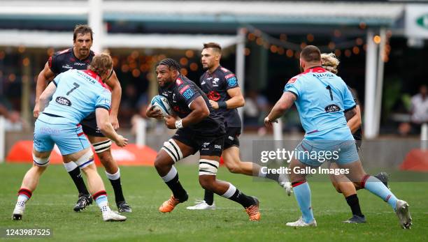 Vincent Tshituka of the Cell C Sharks during the United Rugby Championship match between Cell C Sharks and Glasgow Warriors at Hollywoodbets Kings...