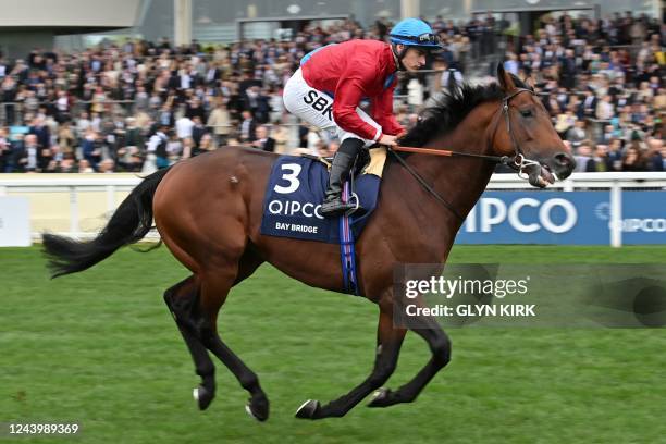 British jockey Richard Kingscote on Bay Bridge in the pre-race parade before the Champion Stakes on Qipco British Champions Day at Ascot Racecourse,...