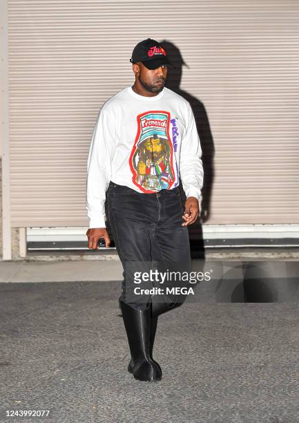 Kanye West is seen on October 14, 2022 in Los Angeles, California