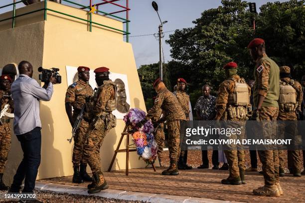 Captain Ibrahim Traore , Burkina Faso's new president, pays tribute to Thomas Sankara during the ceremony for the 35th anniversary of Thomas Sankaras...