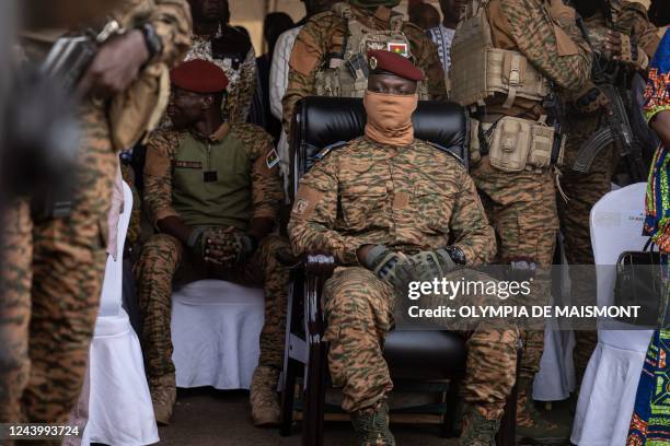 Capitaine Ibrahim Traore, Burkina Faso's new president, attends the ceremony for the 35th anniversary of Thomas Sankaras assassination, in...