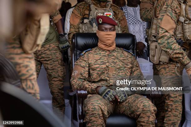 Capitaine Ibrahim Traore, Burkina Faso's new president, attends the ceremony for the 35th anniversary of Thomas Sankaras assassination, in...