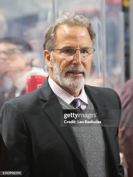 Head Coach of the Philadelphia Flyers John Tortorella looks on during play in the first period against the Vancouver Canucks at the Wells Fargo...